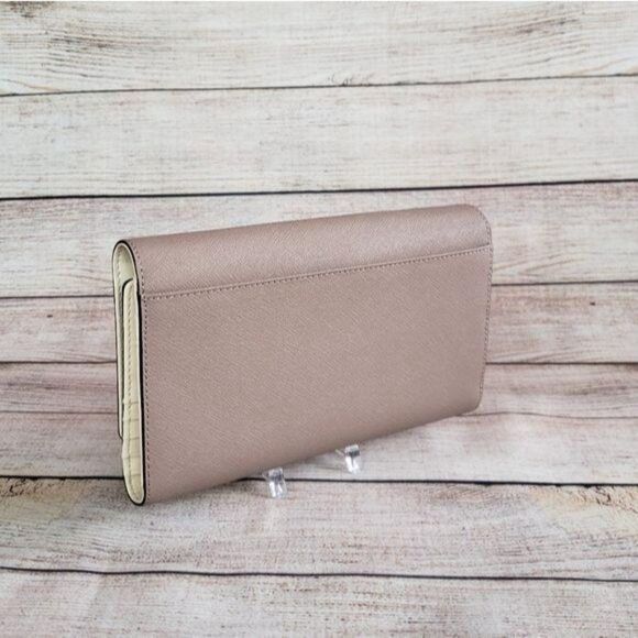 Kate Spade Leather Saffiano Phoenix Mikas Pond Tri-Fold Wallet Color Porcini - Picture 7 of 16